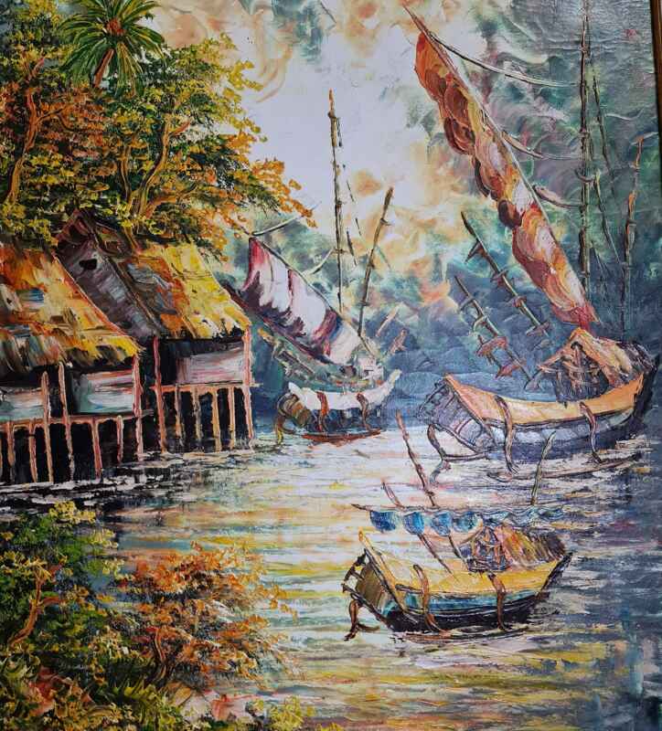Картина с маслени бои на платно - Indonesian landscape внос от Индонезия. 2