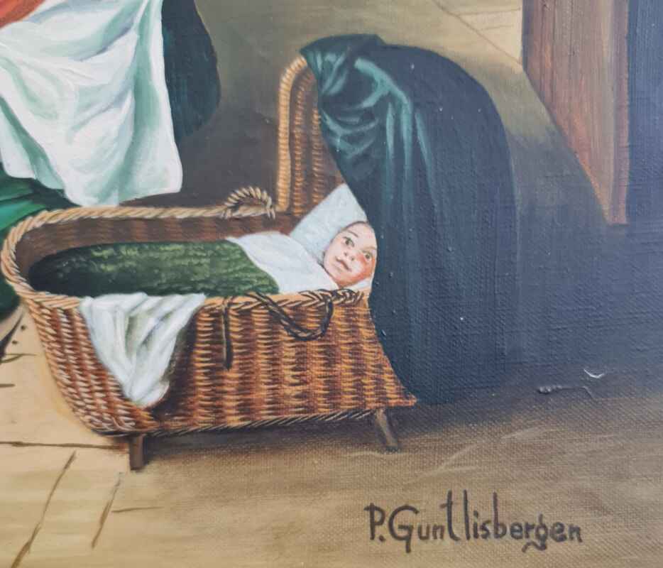 Картина с маслени бои на платно от P. Guntlisbergen, 20th century,  внос от Нидерландия 3