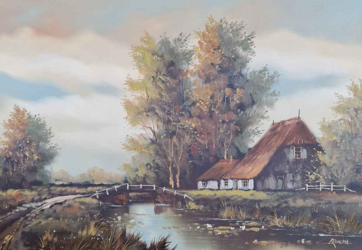 Картина с маслени бои на платно от известен нидерландски художник Bruinsma, 20th century внос от Нидерландия. 2