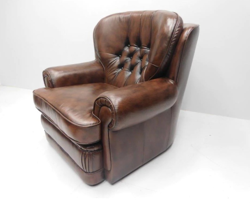 Холова гарнитура 3 + 2 + 1 Chesterfield New Castle, нова от естествена кожа внос от Нидерландия. 4